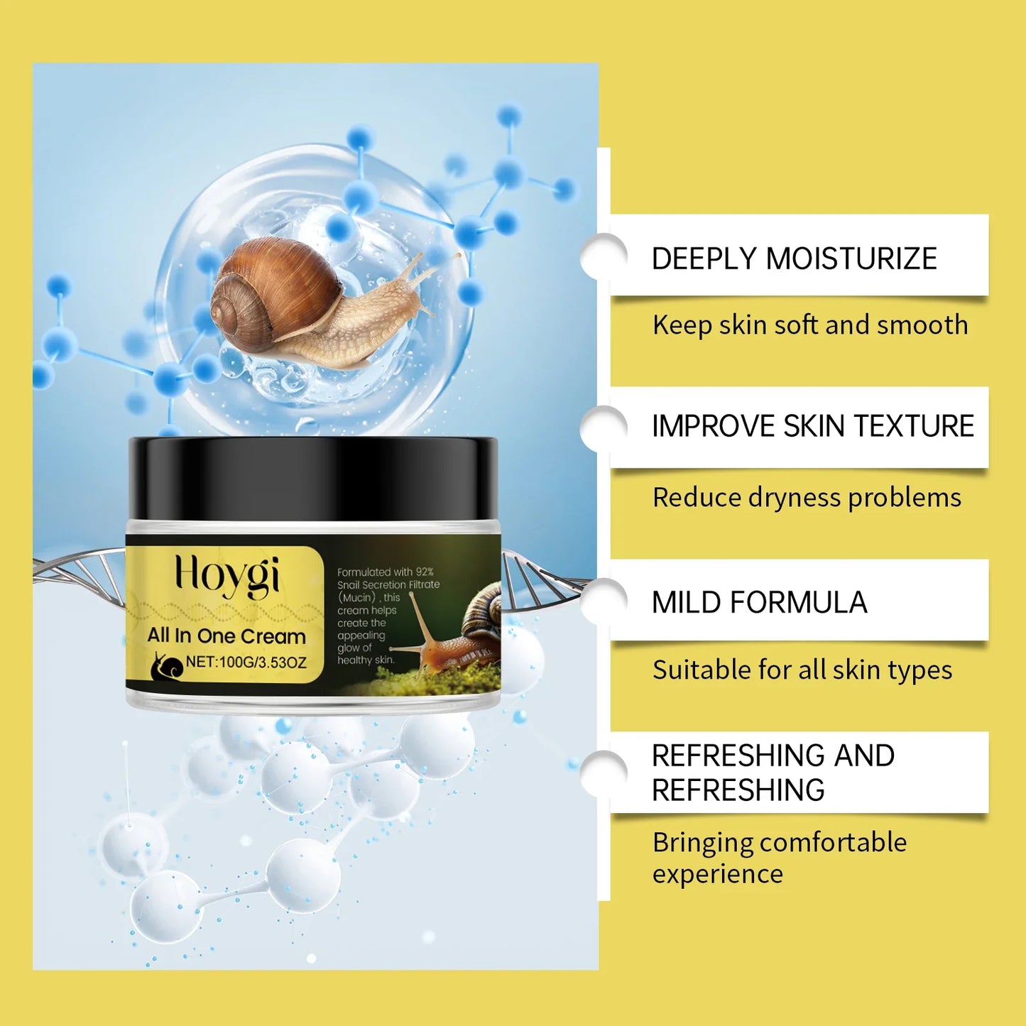 Snail Essence Face Cream – Deep Moisturizer for Dry Skin