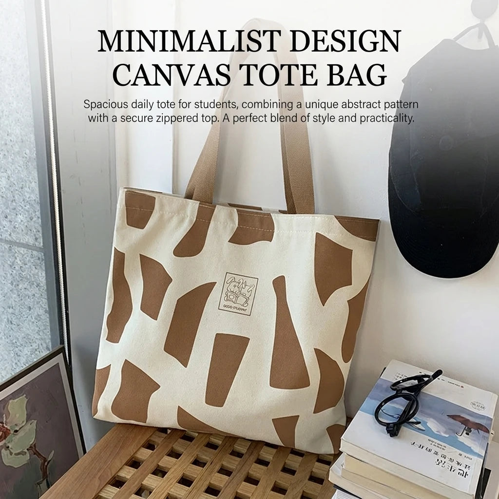 Canvas Shoulder Bag For Women Large Capacity School Books Bag Durable Waterproof Design Peaceful Pleasures Health and Wellness