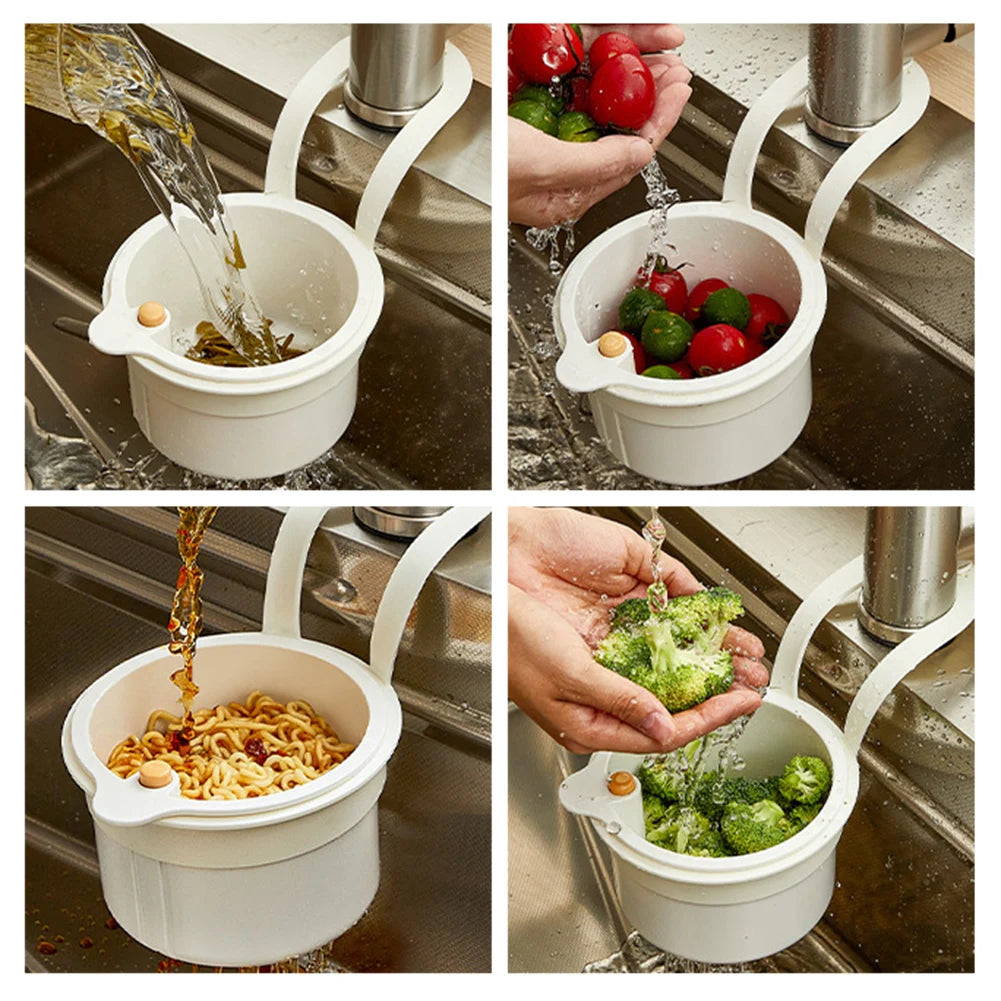 Push Automatic Dumping Sink Strainer Basket Kitchen Garbage Collect Strainer Anti-Clog Drain Basket Strainer Sink Accessories Peaceful Pleasures Health and Wellness