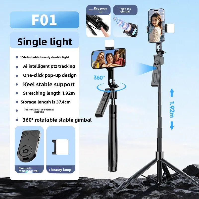 AI Face Tracking Gimbal Selfie Stick | 4-Axis Stabilizer Peaceful Pleasures Health and Wellness F01-A1 Bundle 1