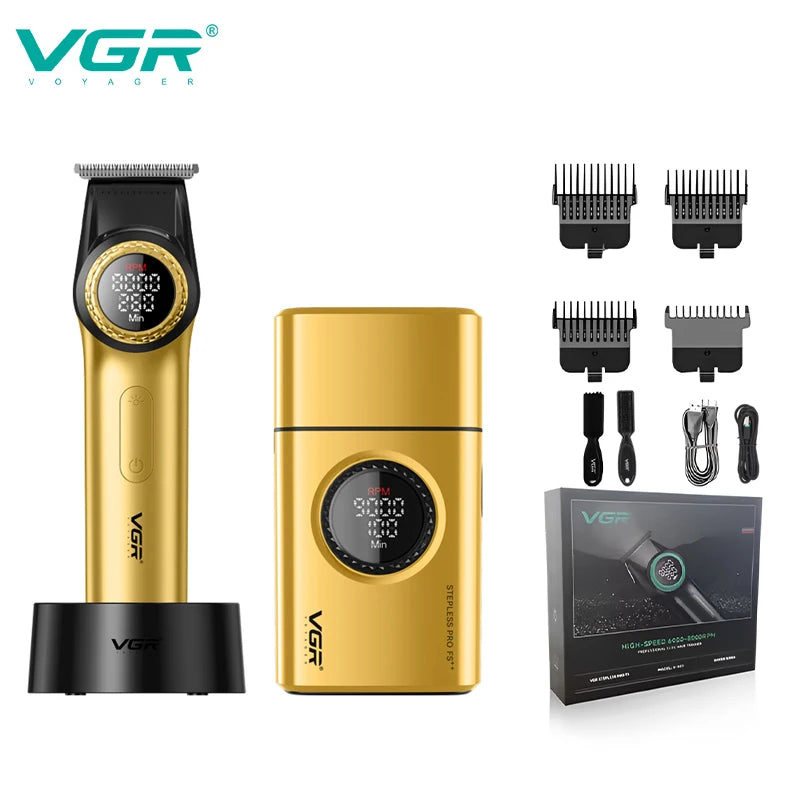 VGR 977 377 new hair trimming set, high-end men's hair clipper, intelligent shaver, whitening device, multifunctional electric c Peaceful Pleasures Health and Wellness V-977 377golden