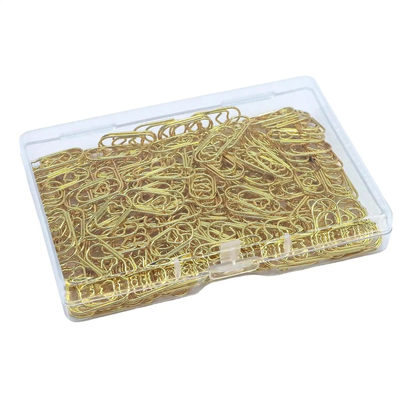 100Pcs Gold Heart Paper Clips – Decorative Binder Clamps