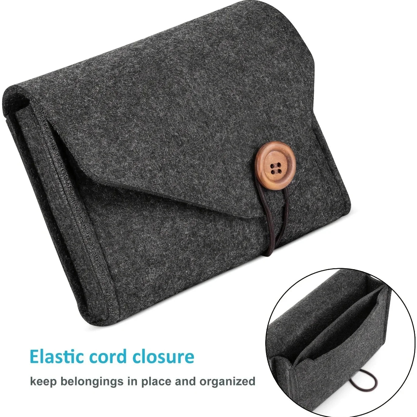 Portable Felt Electronics Organizer – USB Cable & Adapter Case Electronics Travel Organizer Peaceful Pleasures Health and Wellness