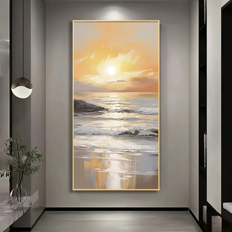 Abstract Ocean Sunset Poster "A Bright Future" Frameless Wall Art for Home and Office Decor Wall Art Vibrant Beach Theme Decor Peaceful Pleasures Health and Wellness
