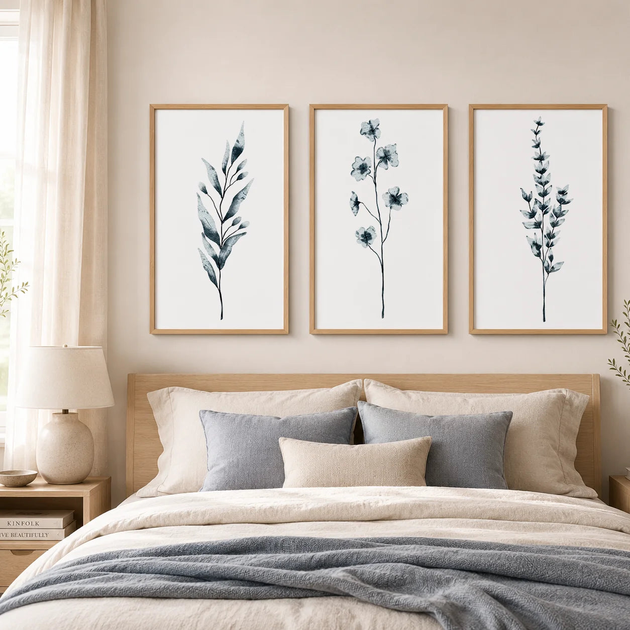 Nordic Botanical Green Leaf Canvas Print | Minimalist Wall Art Botanical Canvas Print Peaceful Pleasures Health and Wellness