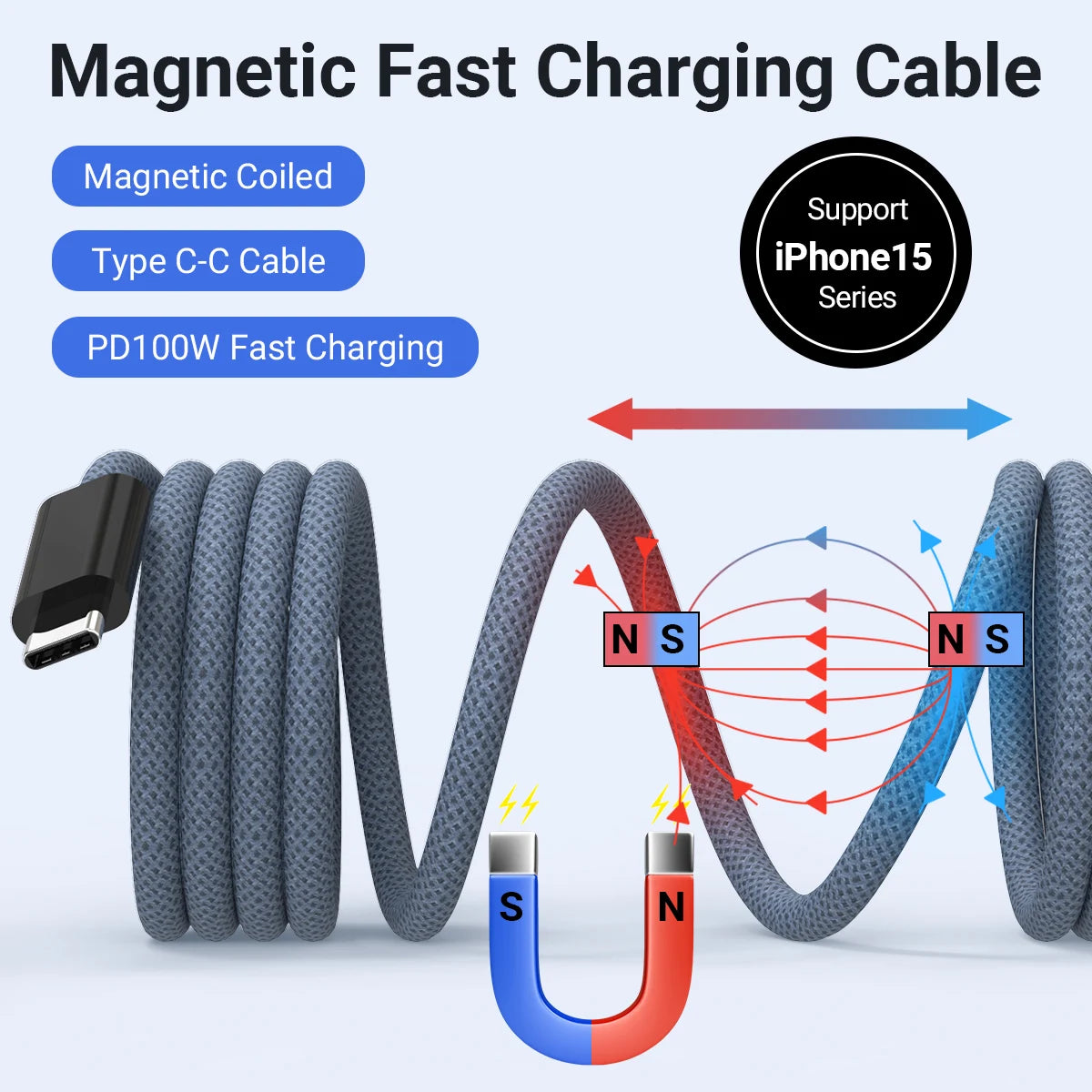 Gopala 100W Magnetic USB-C Cable – PD 3.1 Fast Charging Nylon