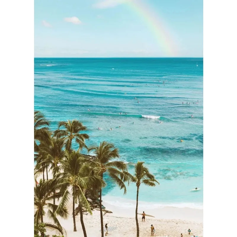 Summer Sunshine Beach Surf Palm Trees Sea View Poster Canvas Paintings Wall Art Pictures Home Decor Peaceful Pleasures Health and Wellness
