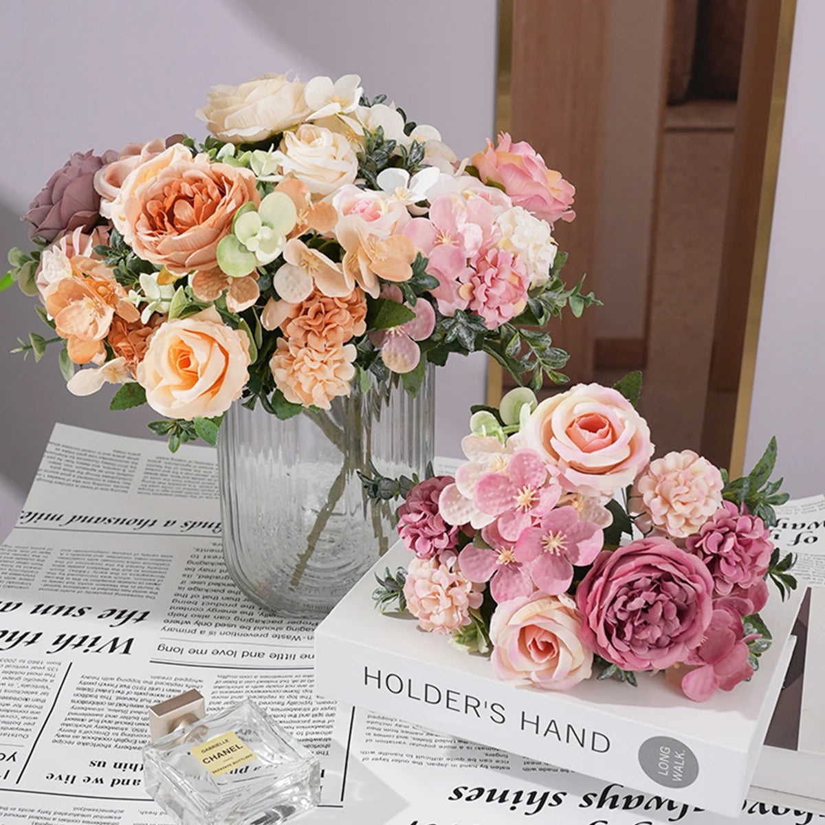 Silk Peony Rose Hydrangea Artificial Flower Bouquet | Wedding Decor