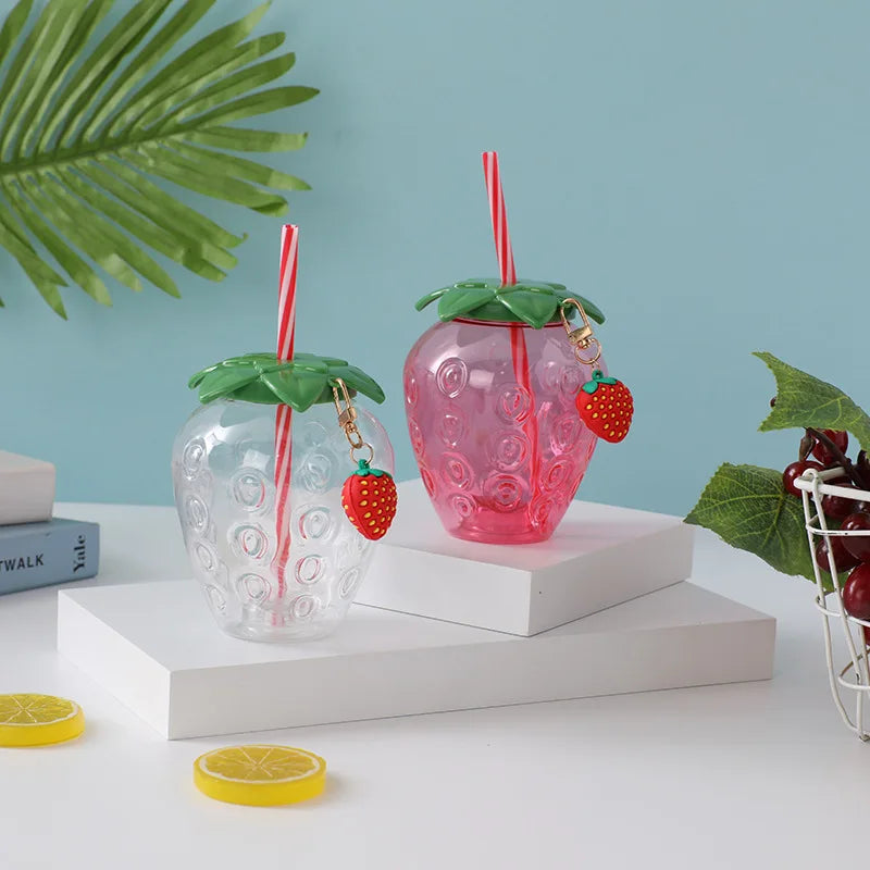 8PCS Strawberry Cups with Lids and Straws Reusable Cute Drinking Cups Strawberry Water Bottles for Hawaiian Summer Party Peaceful Pleasures Health and Wellness