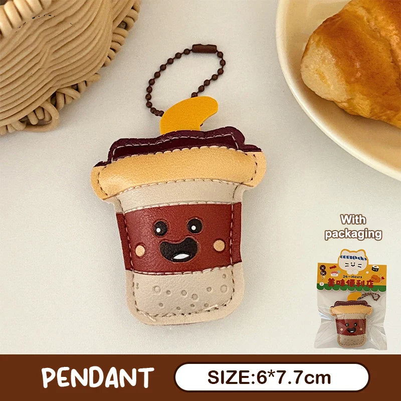 Cute Food Doll PU Leather Keychain Bag Charm Pendant