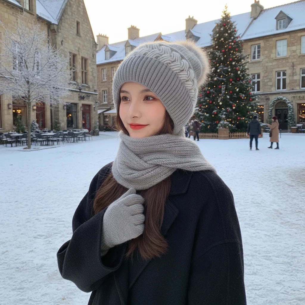 Winter Warm Knitted Hat for Women Thickened Soft Yarn Outdoor Cycling Cap Windproof Earflap Peaceful Pleasures Health and Wellness