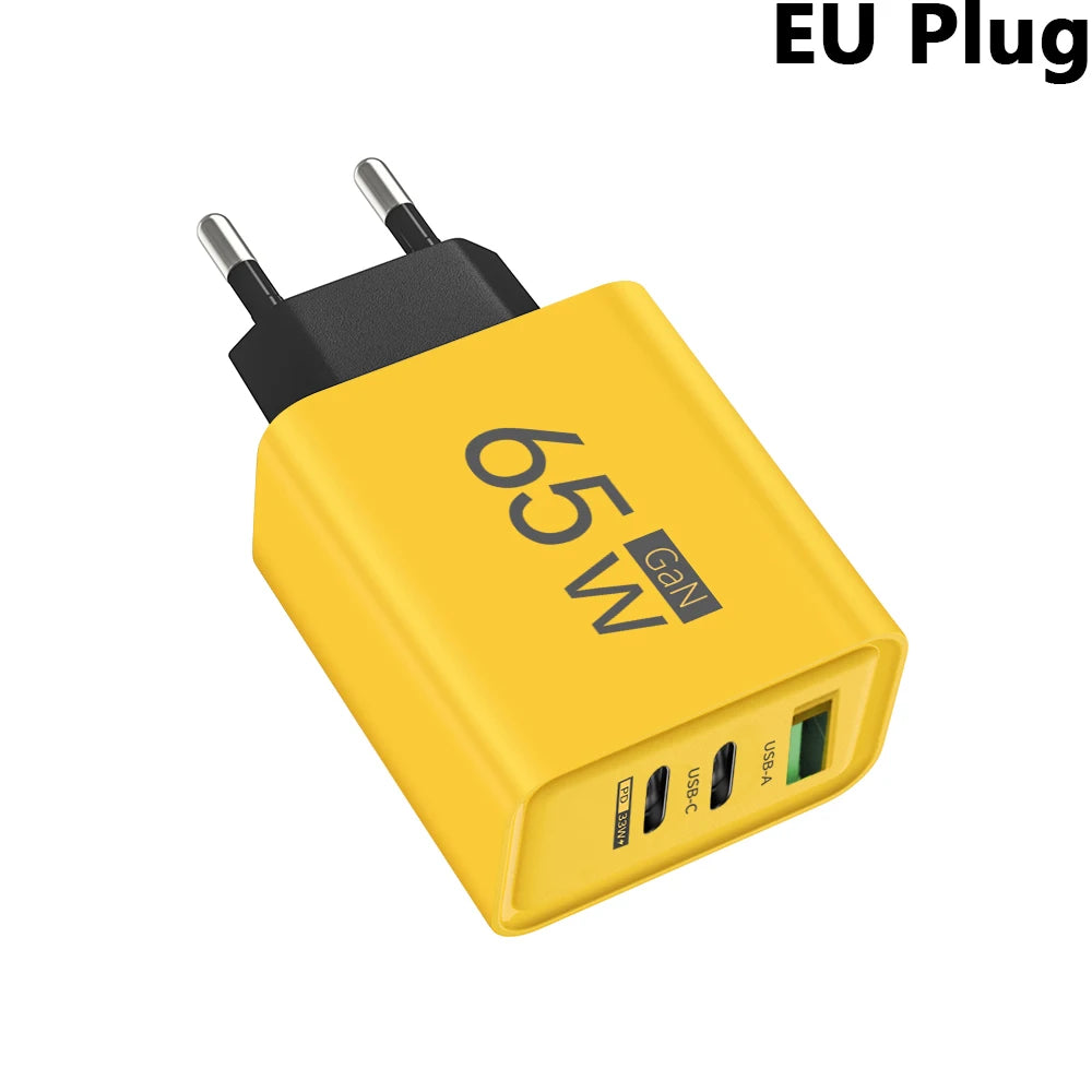 65W 3-Port GaN USB-C Charger PD3.0 QC3.0 | iPhone Samsung
