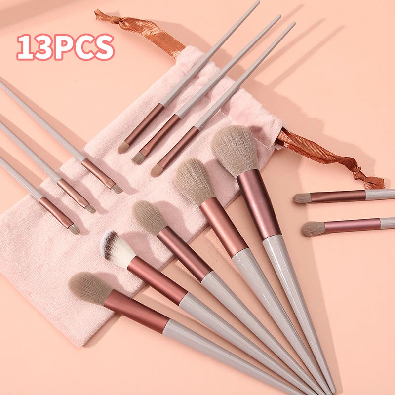 13PCS Of New Makeup Brush Set Portable Soft Hair Powder Brush Eye Shadow Brush Full Set Of Makeup Brush Tools Peaceful Pleasures Health and Wellness