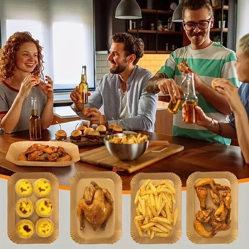 Disposable Air Fryer Liner Paper | Non-Stick Baking Mat 50/100 Pk