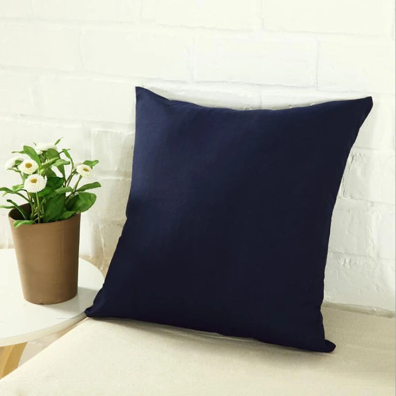 40*40cm Pillow Case Solid Color Sofa Cushion Backrest Pillowcase Family Living Room Cushion Waist Cushion Cover For Household Peaceful Pleasures Health and Wellness Deep blue 40x40cm