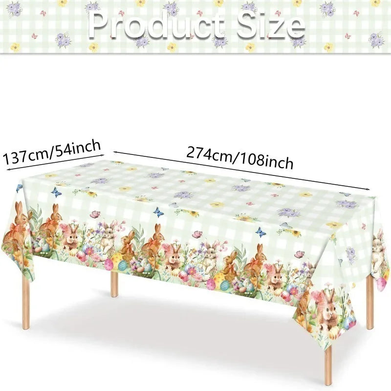 Easter Rabbit Disposable Tablecloth | Colorful Party Table Cover