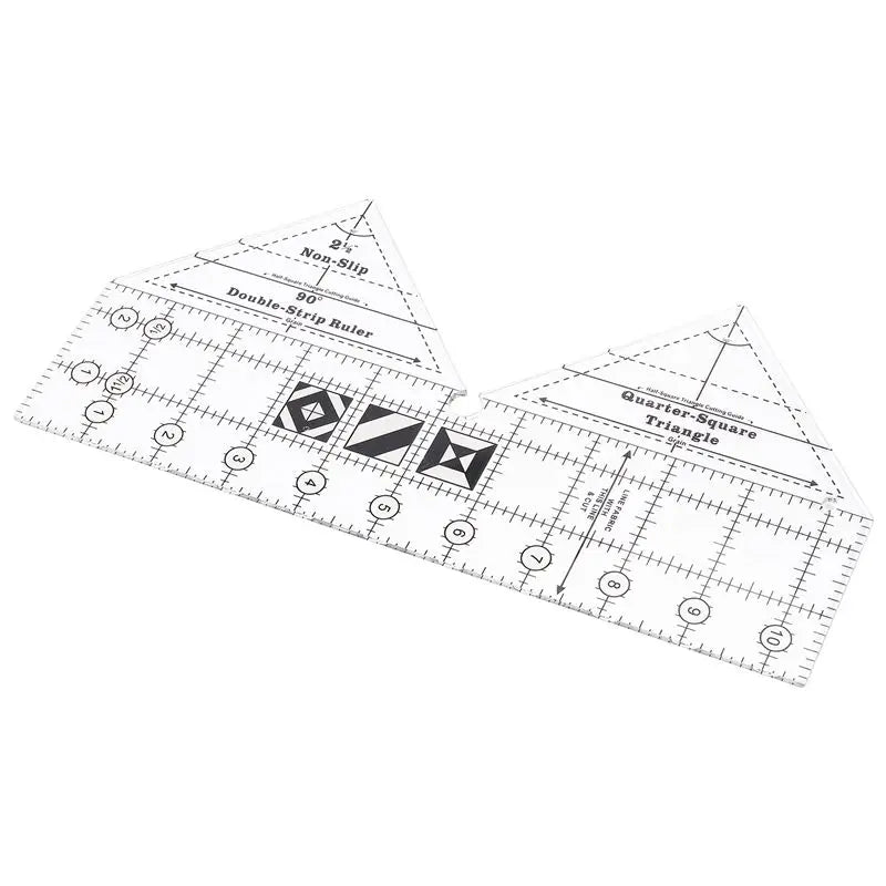 A36T-90 Degree Double Strip Quilt Ruler, 10 Inch Acrylic Quilting Triangle Rulers, Non-Slip Quilting Rulers And Templates Peaceful Pleasures Health and Wellness transparent