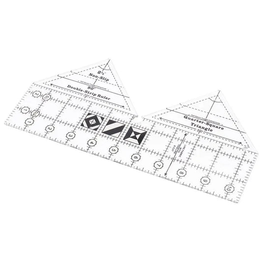 A36T-90 Degree Double Strip Quilt Ruler, 10 Inch Acrylic Quilting Triangle Rulers, Non-Slip Quilting Rulers And Templates Peaceful Pleasures Health and Wellness transparent