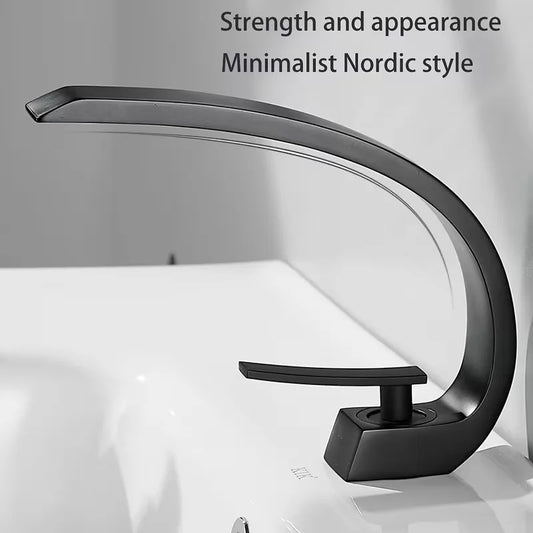 Nordic Brushed Black Waterfall Bathroom Faucet | Single Hole Bathroom Faucet Peaceful Pleasures Health and Wellness