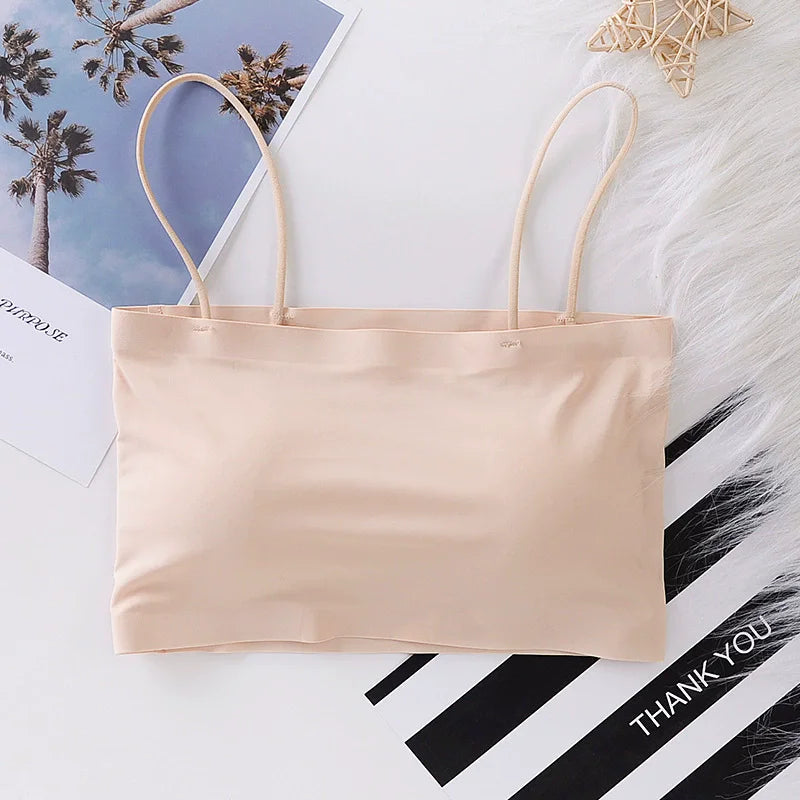 Women's Ice Silk Seamless Cami Tops Smooth Breathable Sleeveless Spaghetti Strap Vests for Summer Layering Casual Daily Wear Peaceful Pleasures Health and Wellness Beige One Size