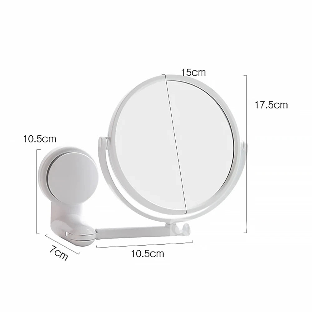Double-Sided Folding Arm Suction Bathroom Makeup Mirror 6"