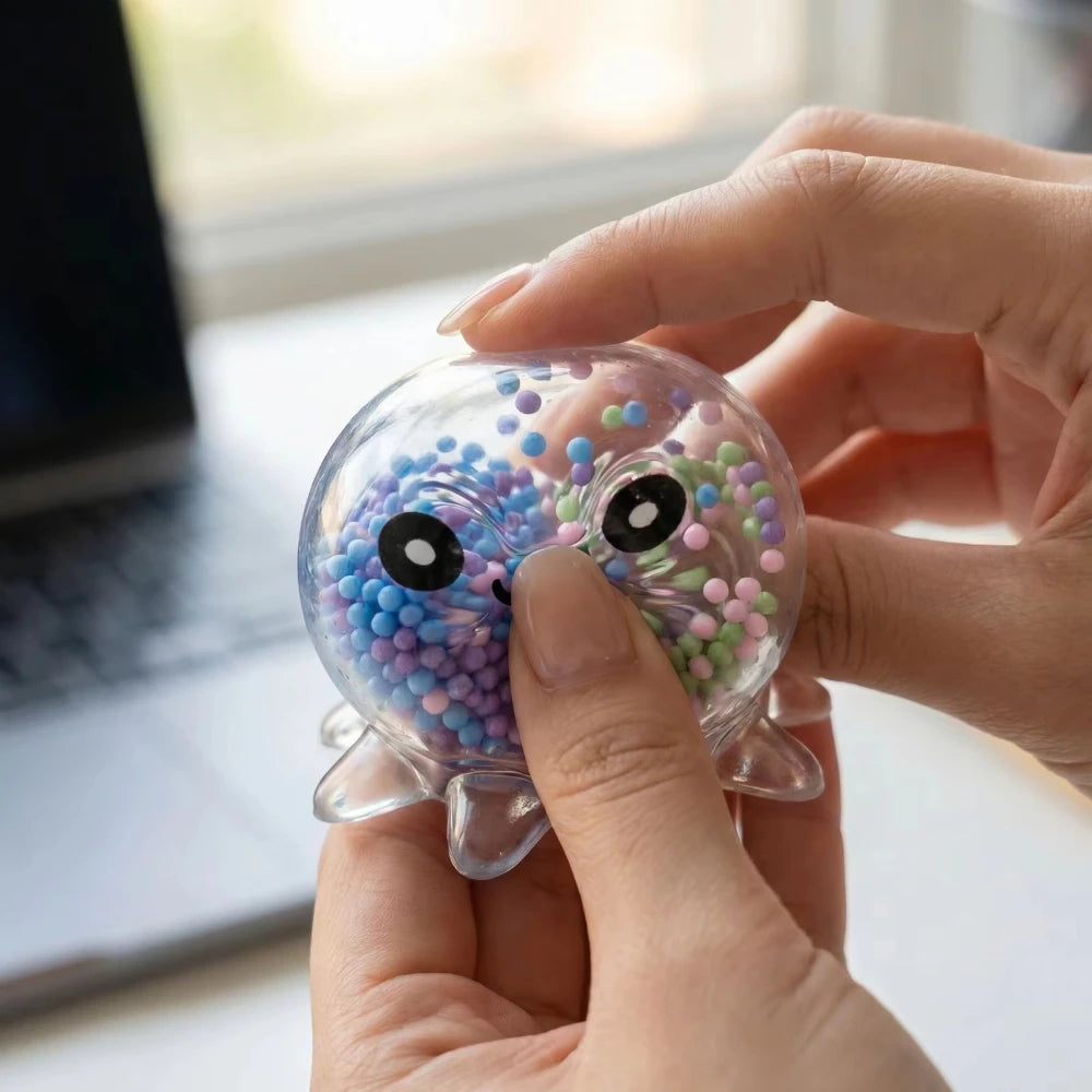Glowing Light Squid Stress Ball Fidget Toys Stress Relief Decompressions Toy Slow Rebond Squishy Toy for Kids Adult Peaceful Pleasures Health and Wellness