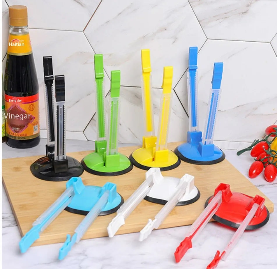 Household food storage bag holder, packaging bag opener, support stand Peaceful Pleasures Health and Wellness