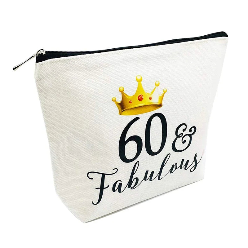60 & Fabulous Canvas Cosmetic Bag | 60th Birthday Gift