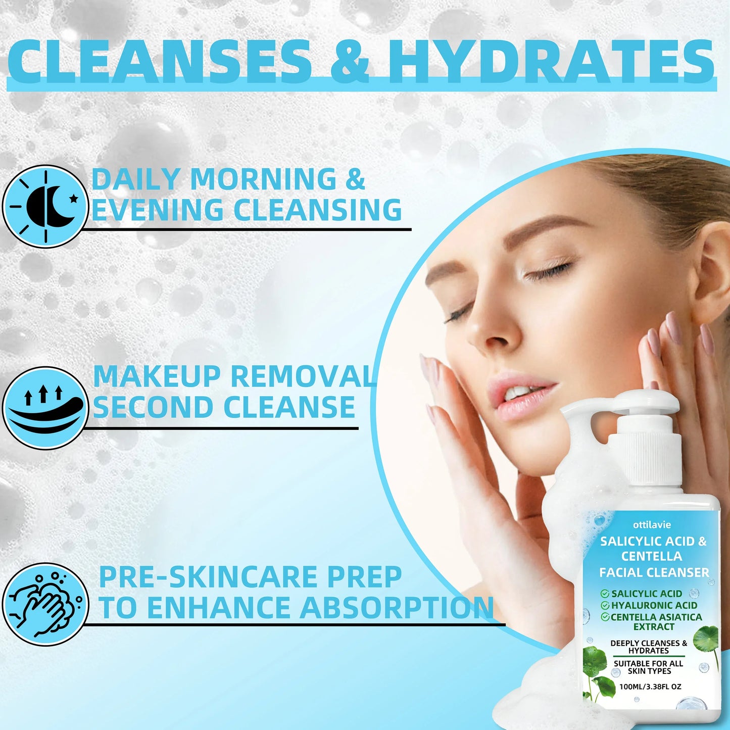 Ottilavie Salicylic Acid & Centella Face Wash 100ml Cleanser