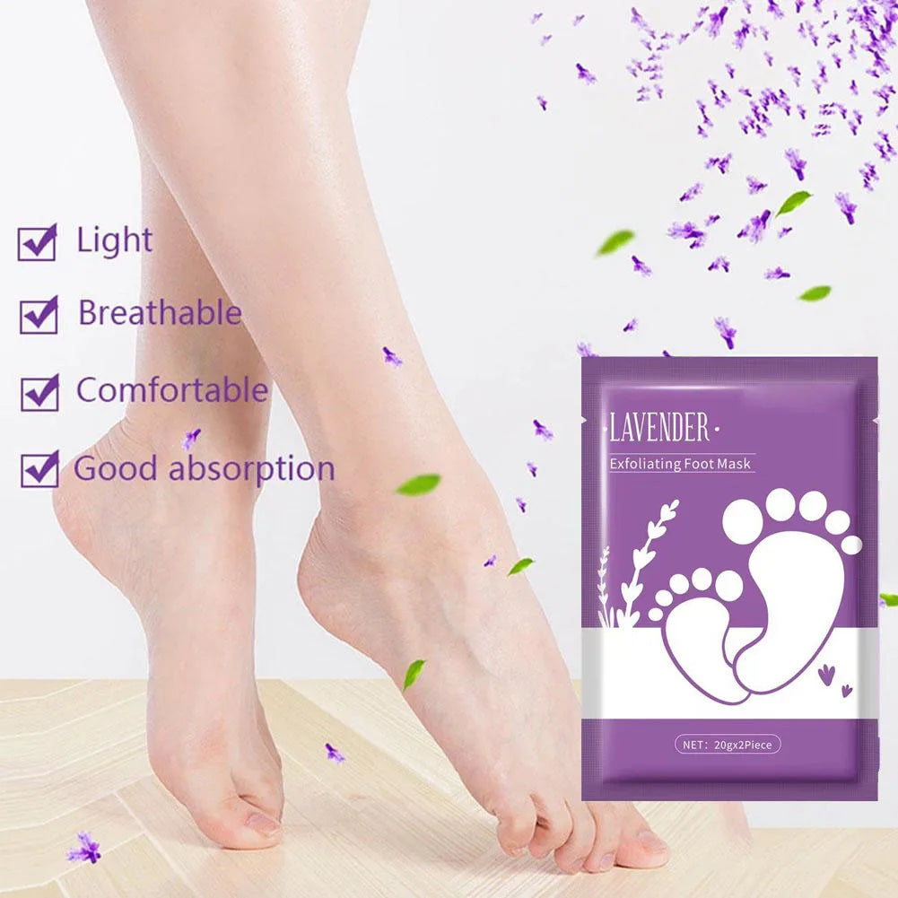 Lavender Exfoliating Foot Mask – Peeling Dead Skin, Moisturizing & Whitening Pedicure Socks (1/3/5 Pack) Peaceful Pleasures Health and Wellness