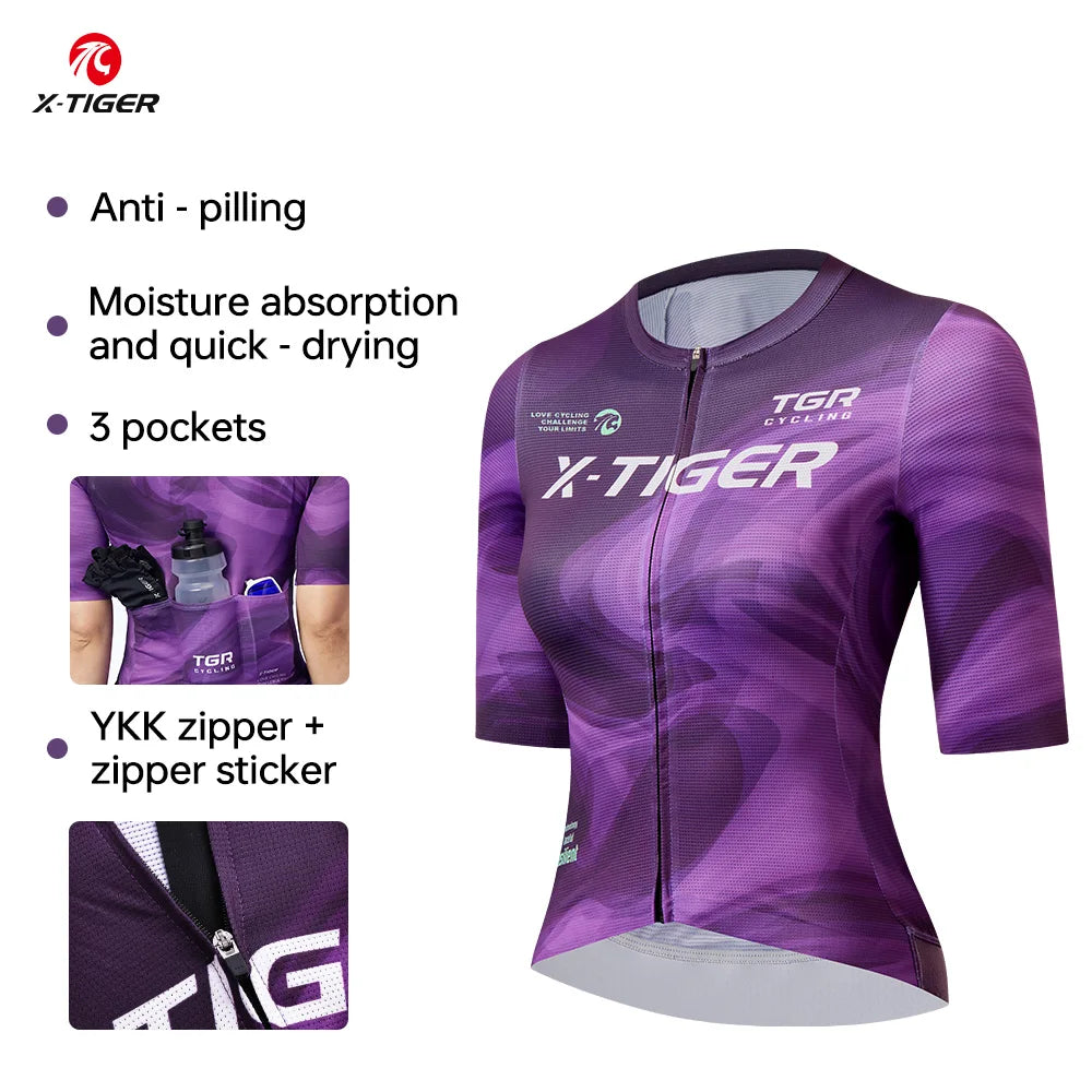 X-TIGER Women's Cycling Jersey – Breathable Quick-Dry Short Sleeve