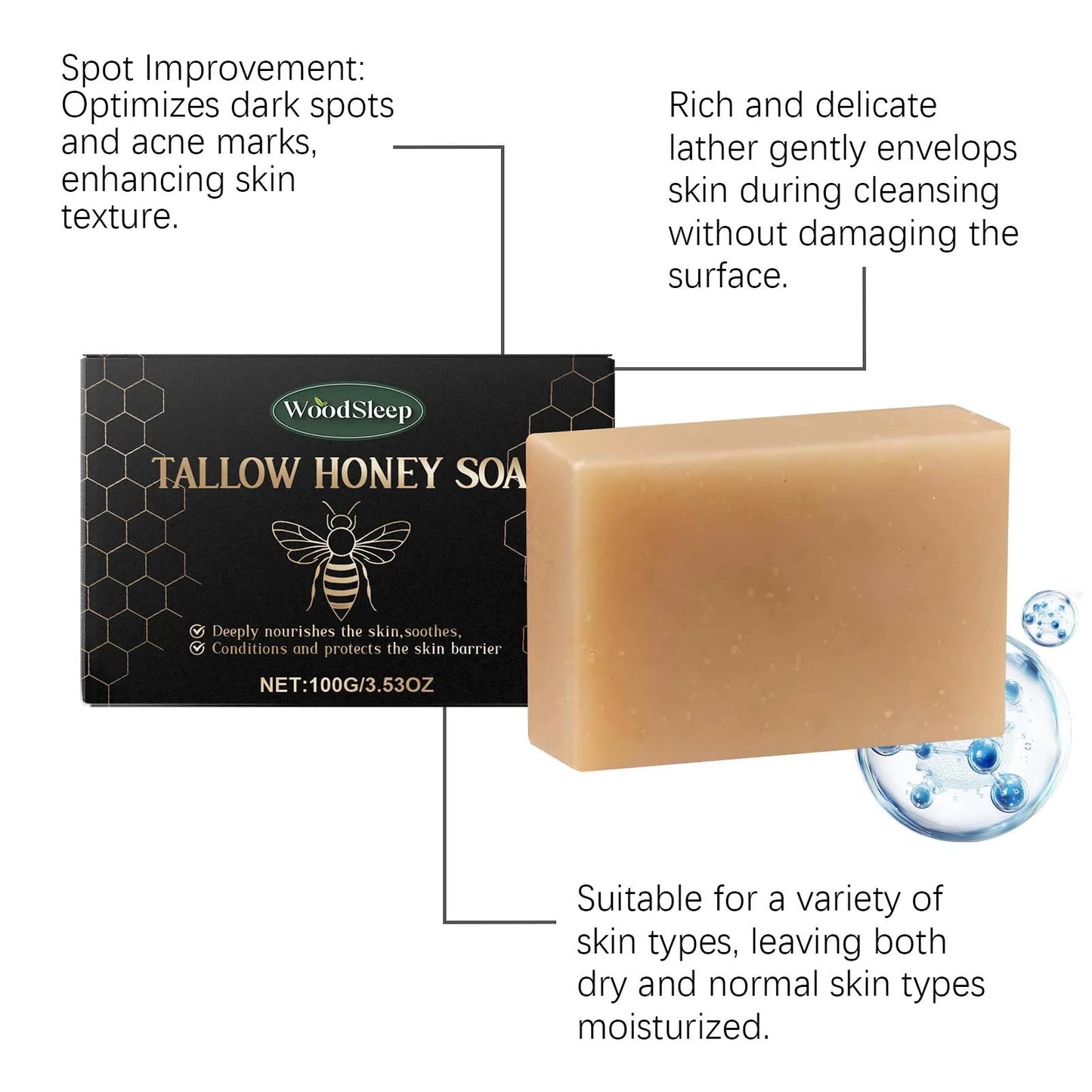 Tallow Honey Soap 100g – Hydrating Natural Cleansing Bar