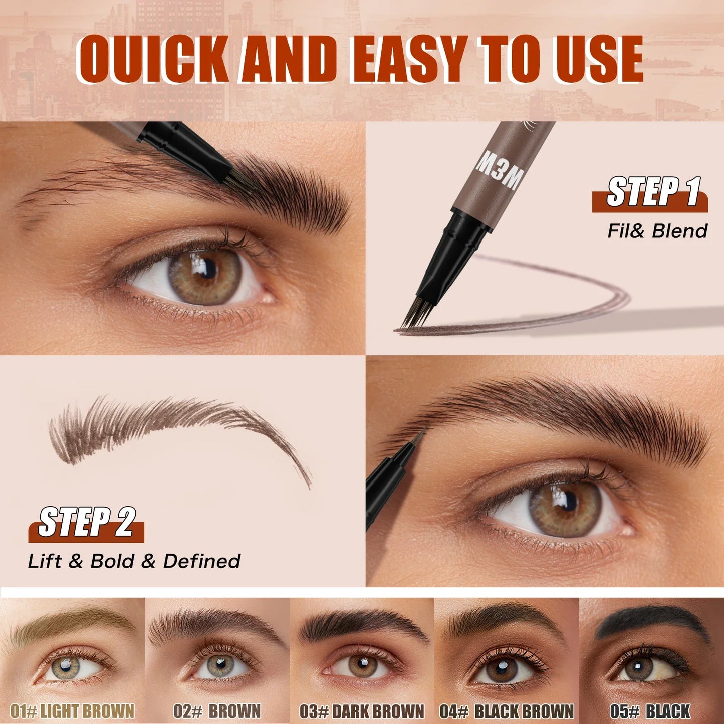 W3W 4D Microblading Eyebrow Pen – 2-in-1 Waterproof Dual-End