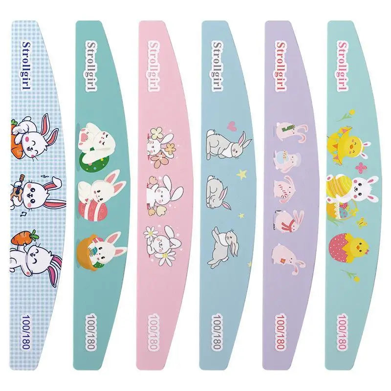 Cartoon Nail Files 5-Pack | Double-Sided 100/180 Grit Manicure