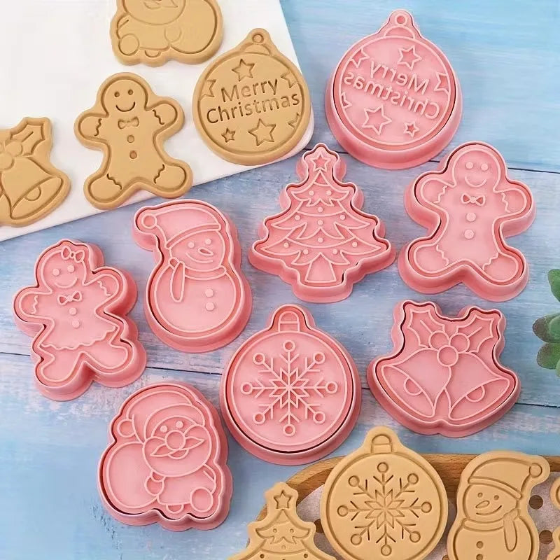 3D Christmas Cookie Cutters – Cartoon Fondant Baking Mold Set