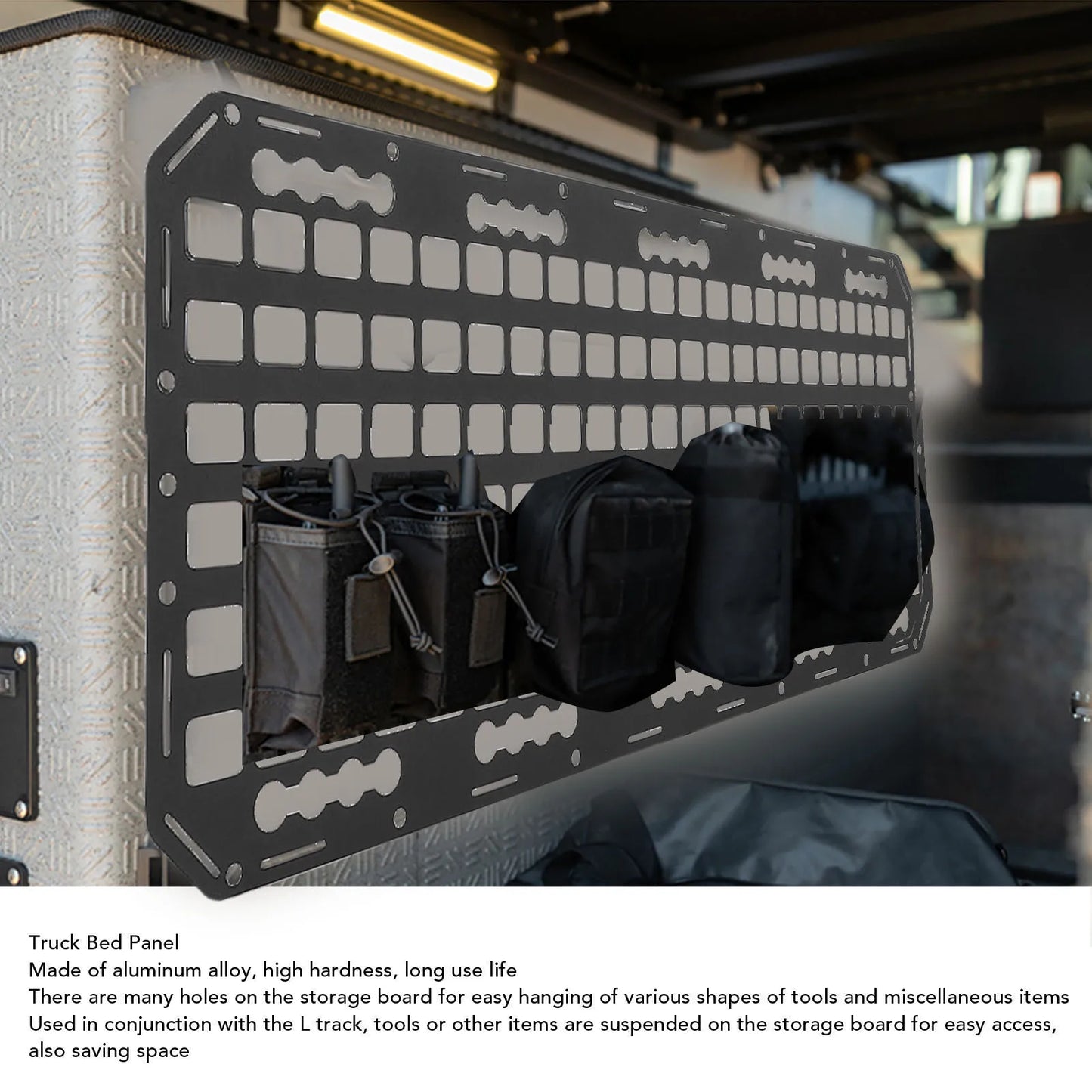 Aluminum Truck Bed MOLLE Panel Rack for L Track | 34.76"
