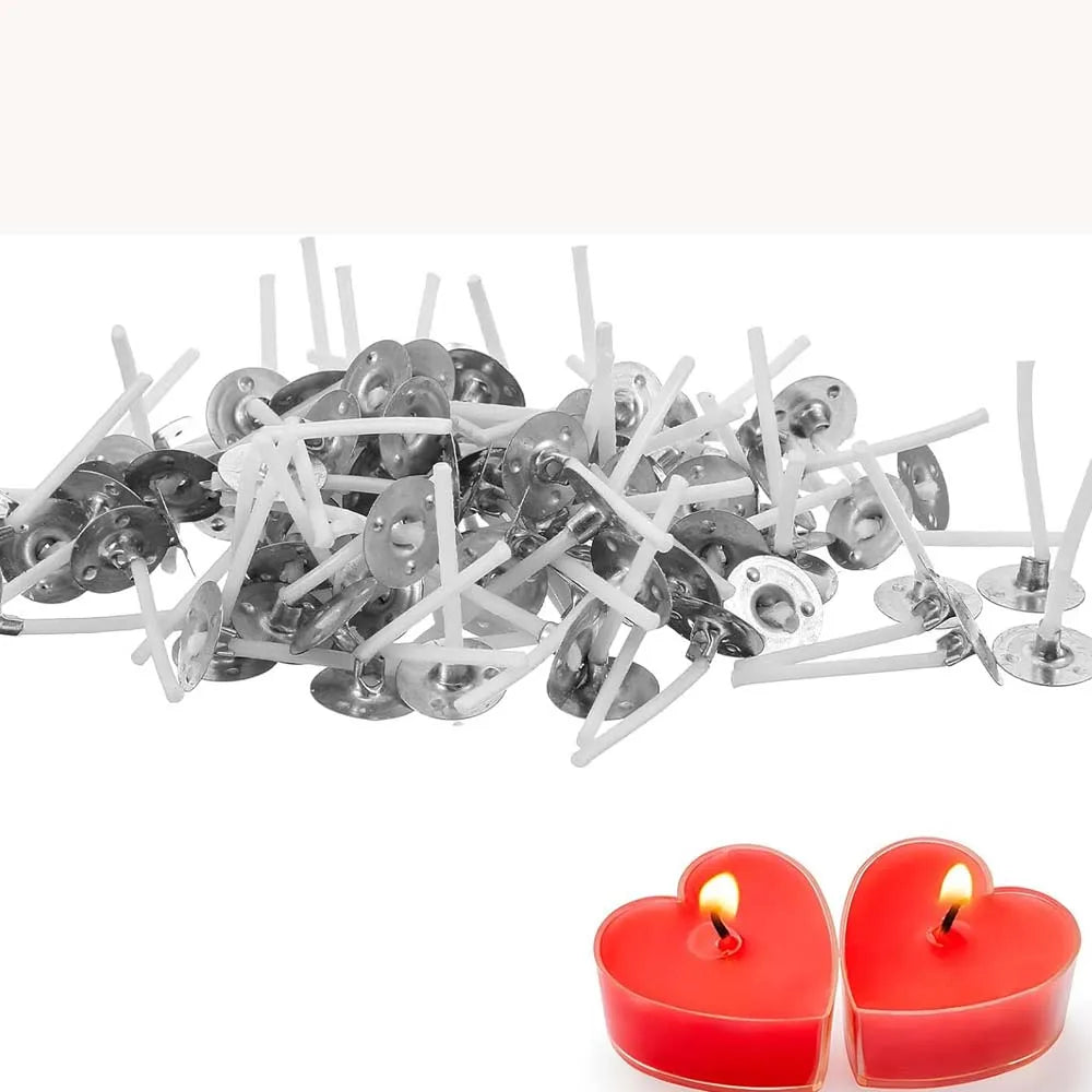 Pre-Waxed Tea Light Candle Wicks 50/100Pcs – 1.02" with Base