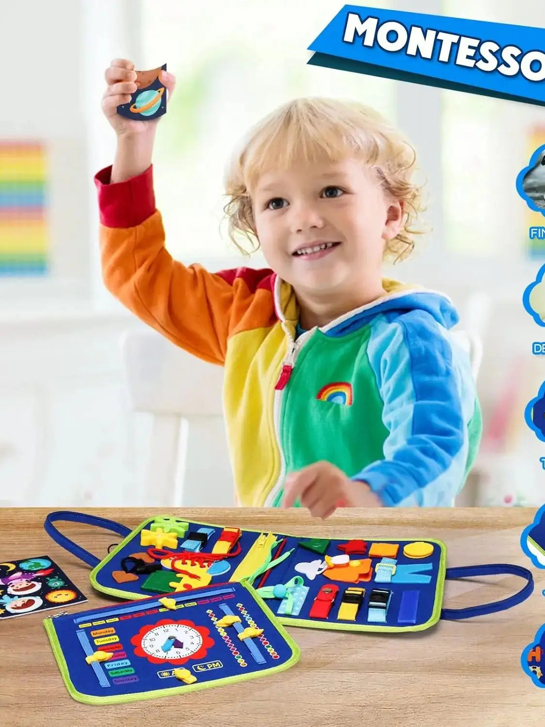 Montessori Felt Busy Board – 25-in-1 Kids Travel Learning Toy