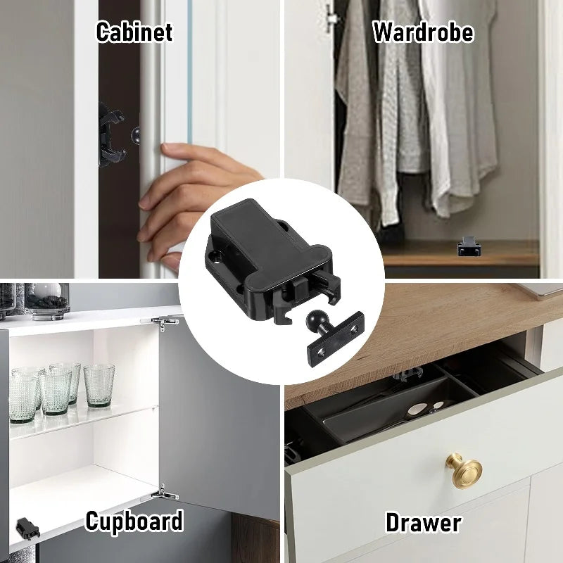 5/10pcs Non-Magnetic Touch Latch,Safe Push Latches,Push To Open Cabinet Catch,Rebound self-Locking Device,Cupboard Door Stop Peaceful Pleasures Health and Wellness