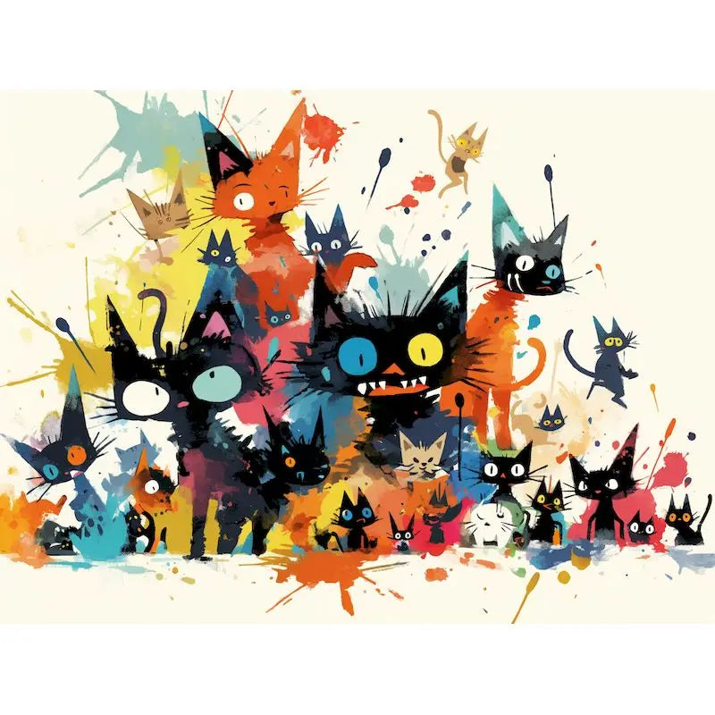 Abstract Cat Paint by Numbers Kit for Adults – 60x75cm Canvas