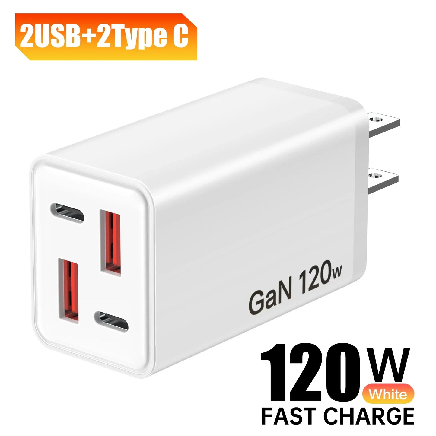 120W GaN USB-C Wall Charger | PD QC3.0 Multi-Port Fast Charging