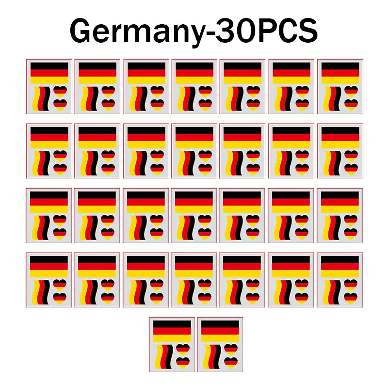 Waterproof Flag Tattoo Stickers – Brazil, USA & Germany Fans