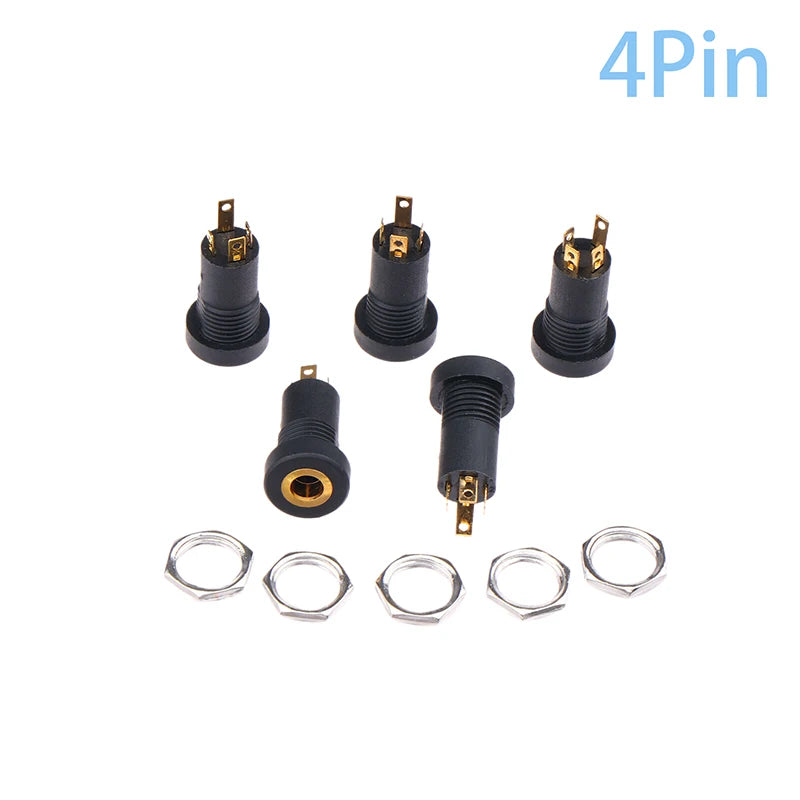 3.5mm Female Audio Jack Socket 3/4 Pin Stereo Connector – 5 Pack