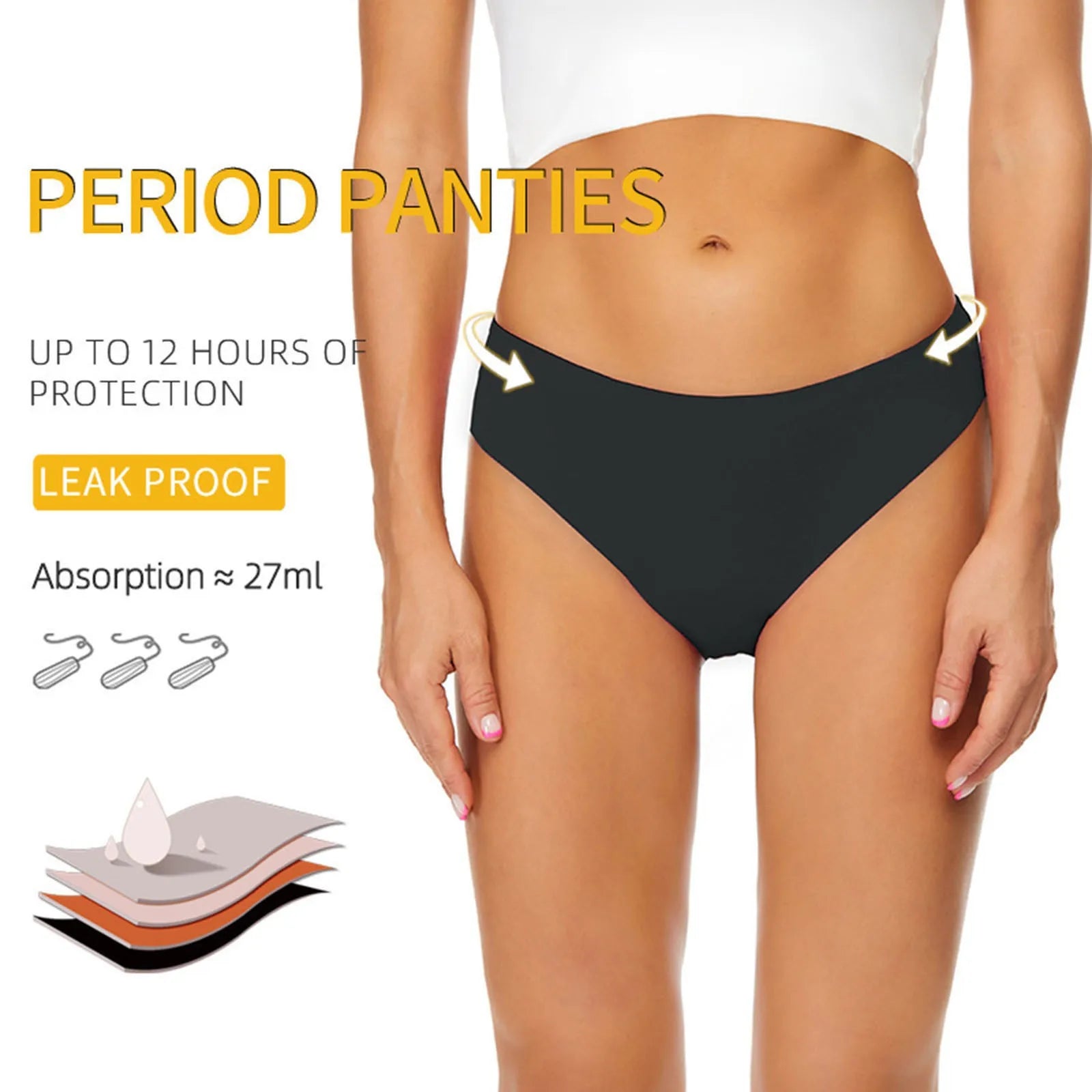 Swimwear Menstrual Leakproof Bikini Bottom Absorbent Pants High Waist Swimming Trunks For Teenagers Women Sexy Simple bikinis Peaceful Pleasures Health and Wellness