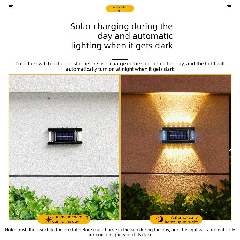 Solar Wall Wash Lights Outdoor IP65 Warm White LED – 1–5 Pack