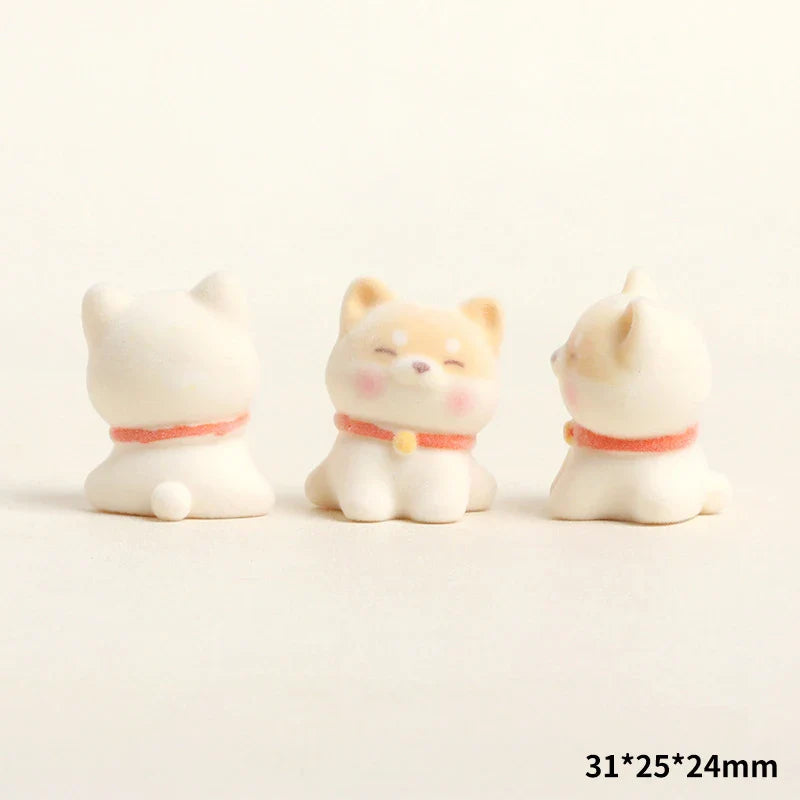 Cute Flocked Resin Puppy Figurine | Mini Dog Desk & Car Ornament