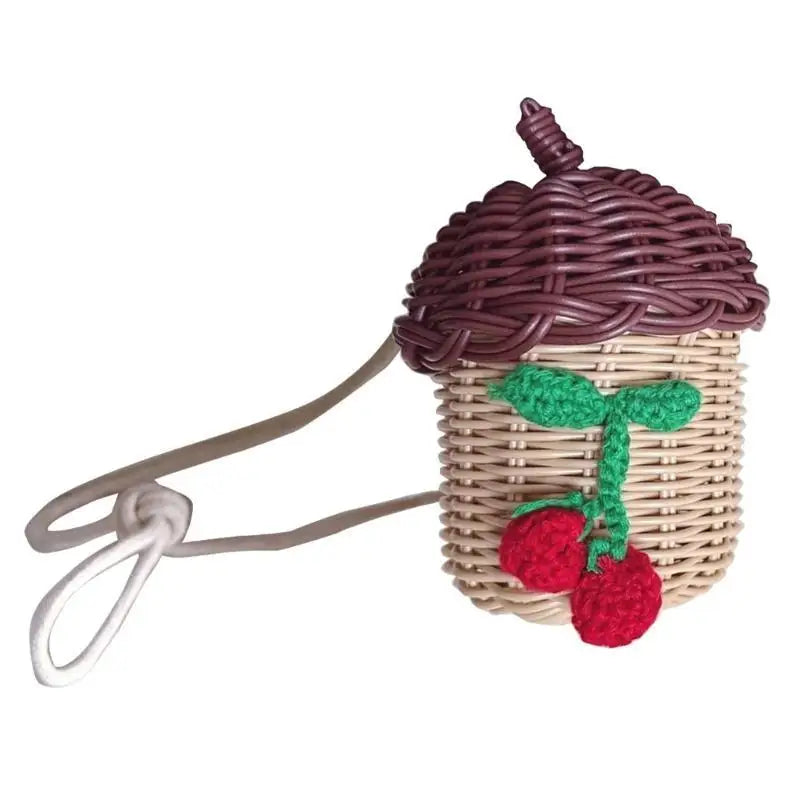 Woven Rattan Pinecone Mini Bag – Kids Baby Photo Prop