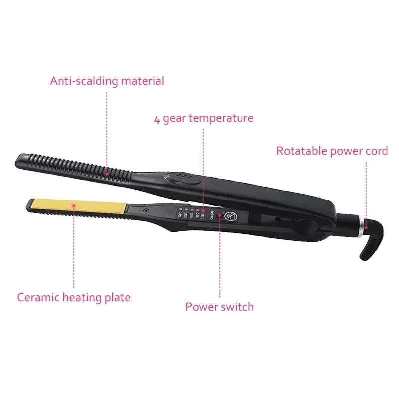 3/10 Pencil Flat Iron Mini Hair Straightener Fast Heating Beard Straightening Iron Small Flat Iron For Short Hair Straightener Peaceful Pleasures Health and Wellness
