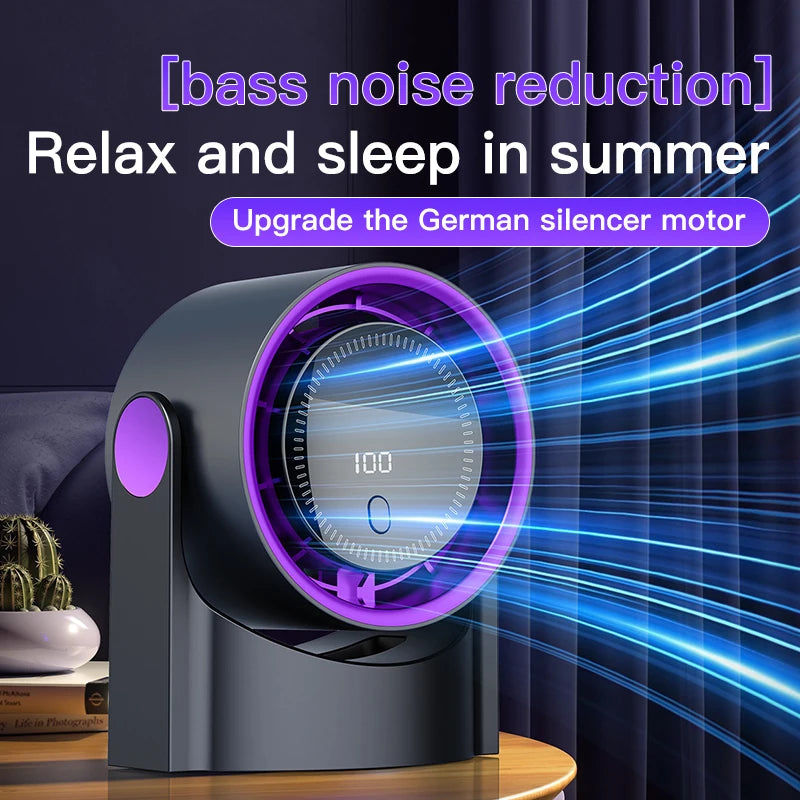 Electric Fan Desktop Silent Wall Mounted Air Conditioner Bladeless Fan USB Charging Portable Office Indoor Camping Peaceful Pleasures Health and Wellness