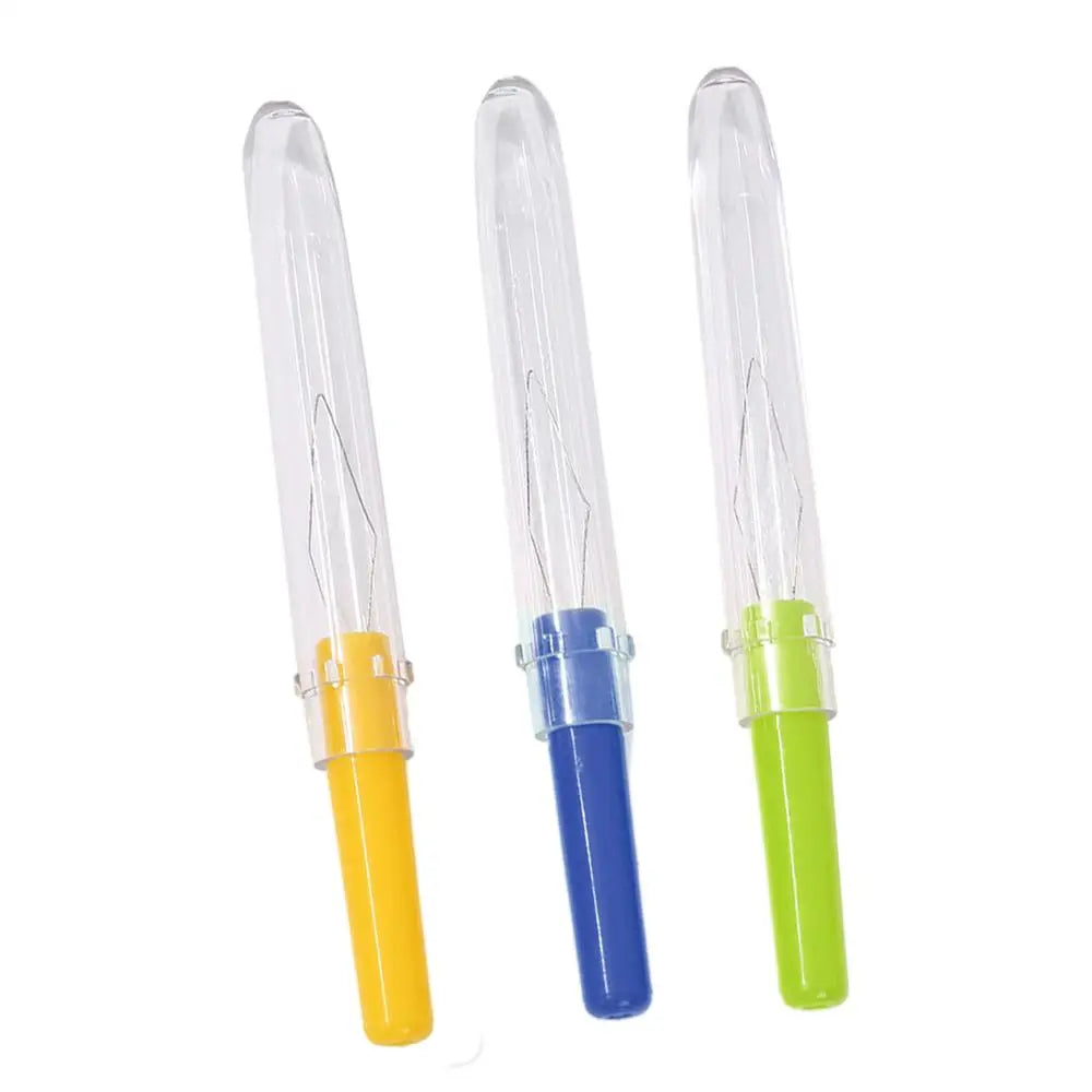 3PCS Needle Threader with Cover Automatic Small Threader Tool Plastic Needle Changer Portable Sewing handmade Accessories Peaceful Pleasures Health and Wellness Random Color